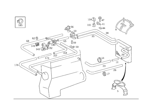 Heating Water Connection for 1990 Mercedes-Benz 300TE #1