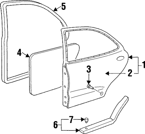 Door & Components for 1996 Hyundai Elantra #1