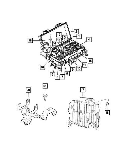Power Distribution Center, Fuse Block, Junction Block, Relays and Fuses for 2012 Dodge Durango #0