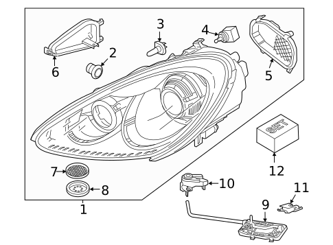 Headlamp Components for 2012 Porsche Cayenne #1