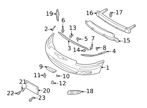 Grille & Components for 2001 Chrysler Sebring #2