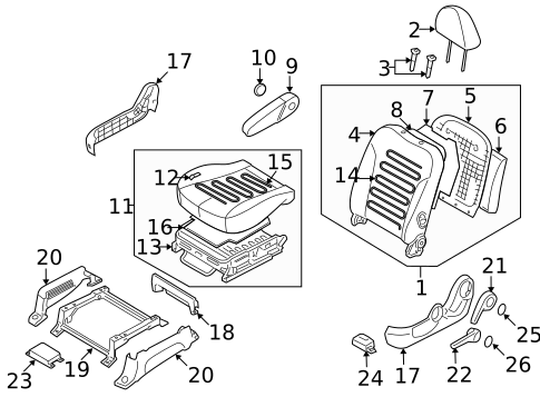 Front Seat Components for 2007 Hyundai Entourage #1