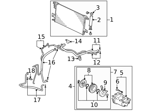 Condenser, Compressor & Lines for 2007 Mitsubishi Outlander #0