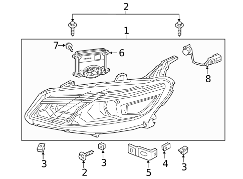 Headlamp Components for 2021 Chevrolet Malibu #1