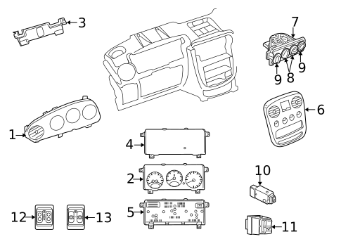 Cluster & Switches for 2003 Chrysler PT Cruiser #0