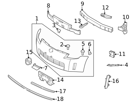 Bumper & Components - Front for 2007 Nissan 350Z #1