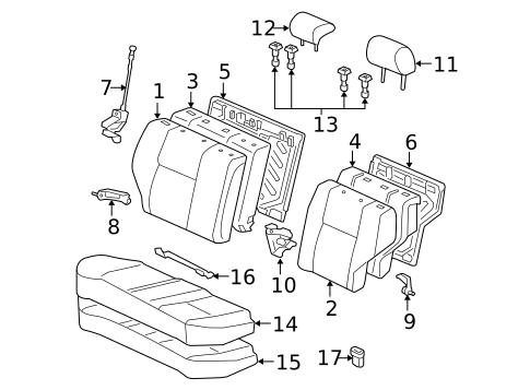 Rear Seat Components for 2008 Toyota Corolla #0