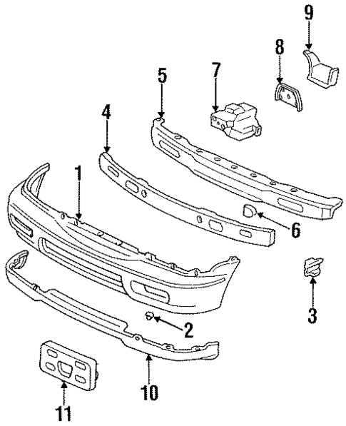 Bumper & Components - Front for 1997 Honda Accord #0