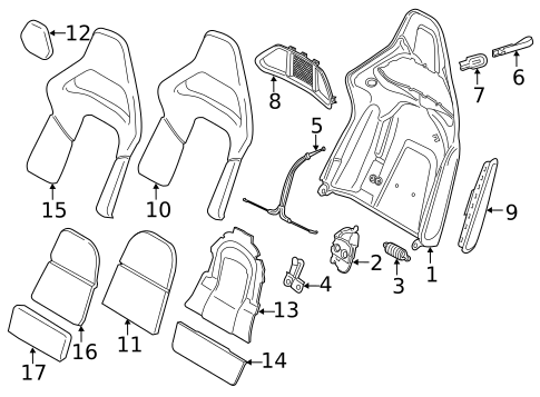 Front Seat Components for 2016 Porsche Cayman #1