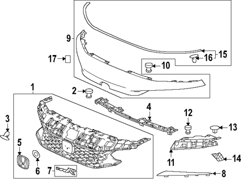 Grille & Components for 2025 Honda Civic #0