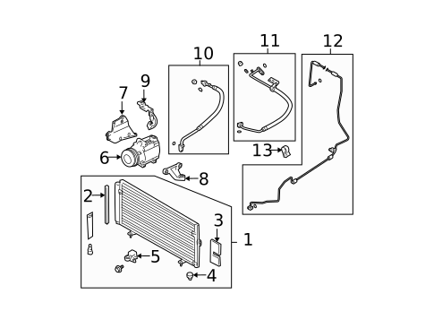 Condenser, Compressor & Lines for 2006 Subaru Legacy #0