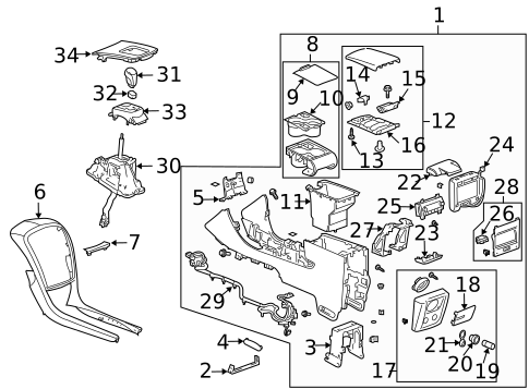 Front Console for 2008 Cadillac SRX #0