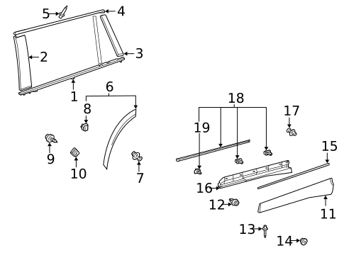 Exterior Trim - Rear Door for 2025 Toyota Highlander #0