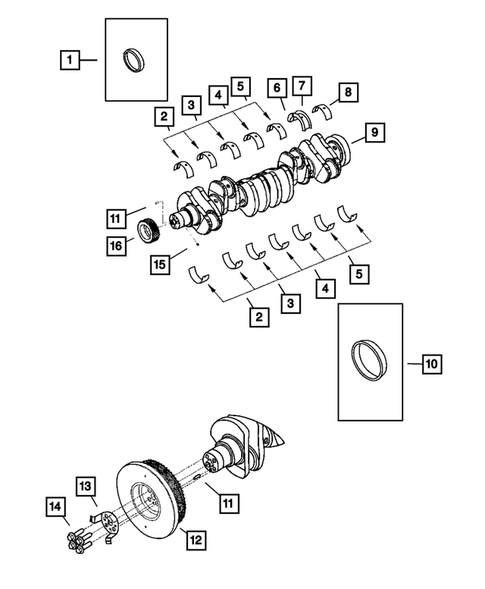 Crankshaft, Piston, Drive Plate, Flywheel, and Damper for 2008 Dodge Ram 2500 #1