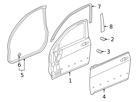 Door & Components for 2007 Honda Accord #0