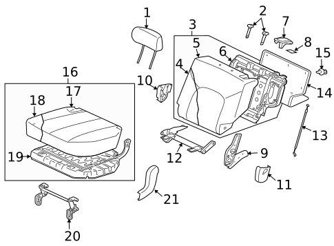 Rear Seat Components for 2011 Mitsubishi Endeavor #1