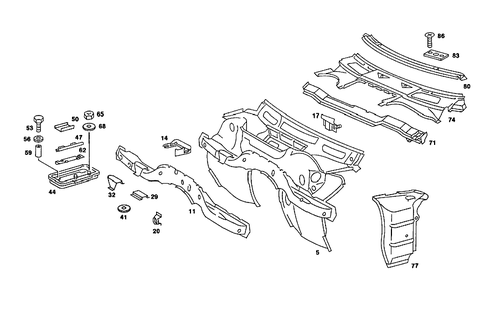 Front Panel Attachment Parts, Battery Frame for 1985 Mercedes-Benz 380SL #0