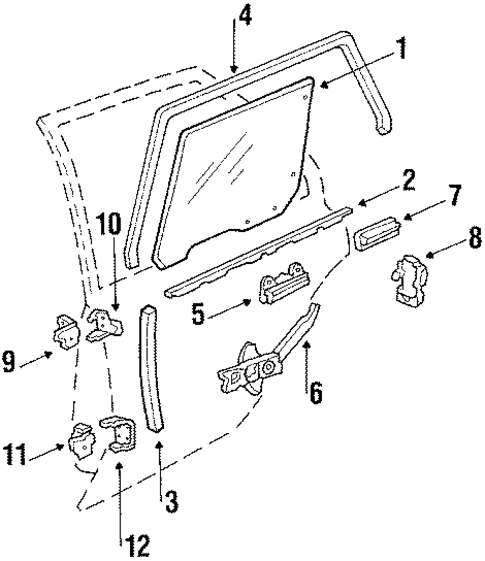 Glass - Rear Door for 1985 Oldsmobile Firenza #0