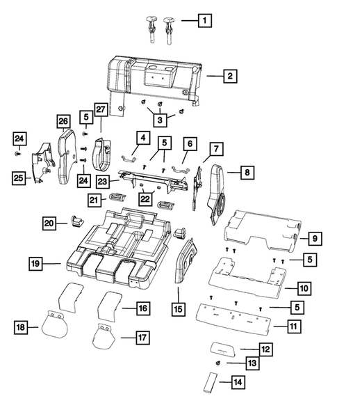 Rear Seats - Second Row - Adjusters, Recliners, Shields and Risers for 2015 Dodge Journey #1