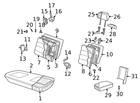 Rear Seat Components for 2005 Volkswagen Passat #0