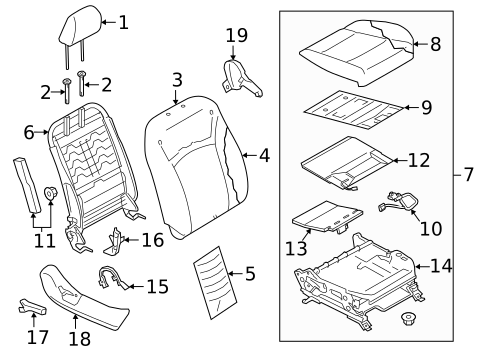 Passenger Seat Components for 2019 Subaru Legacy #1