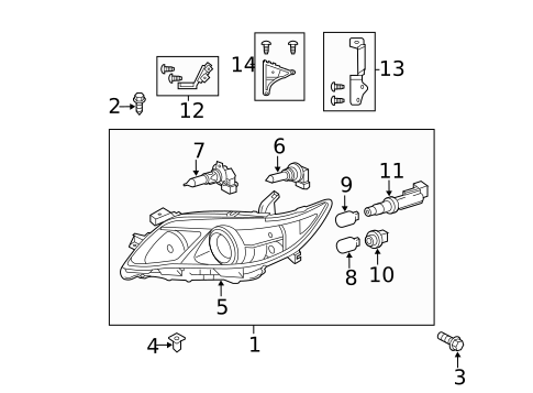 Headlamp Components for 2011 Toyota Camry #1
