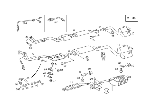 Exhaust System Used on Six-Cylinder Gasoline Vehicles for 1998 Mercedes-Benz C280 #0