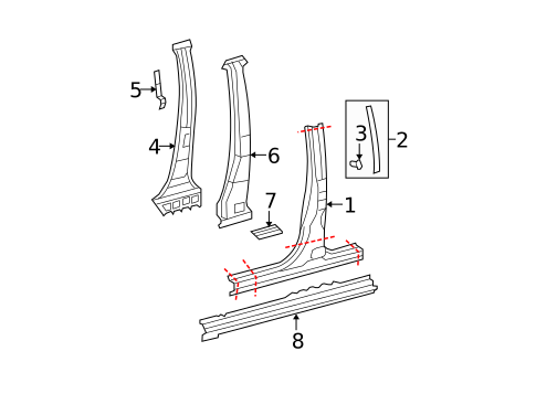Center Pillar & Rocker for 2010 Toyota Tundra #1