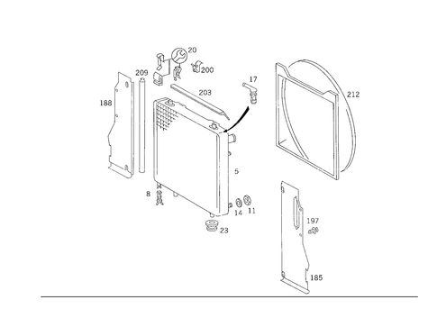 Radiator, Mounting, and Covering for 1988 Mercedes-Benz 300CE #1