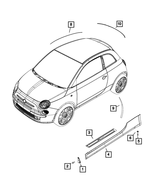Moldings and Ornamentation for 2019 Fiat 500 #0