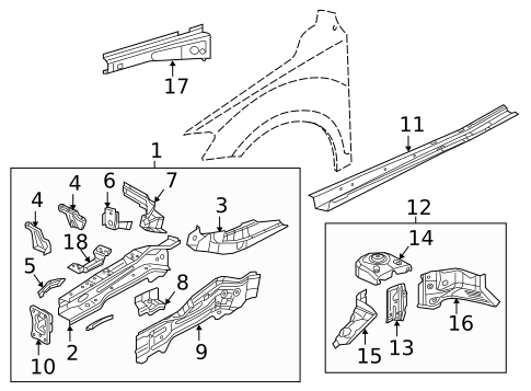 Structural Components & Rails for 2019 Volkswagen Tiguan #1