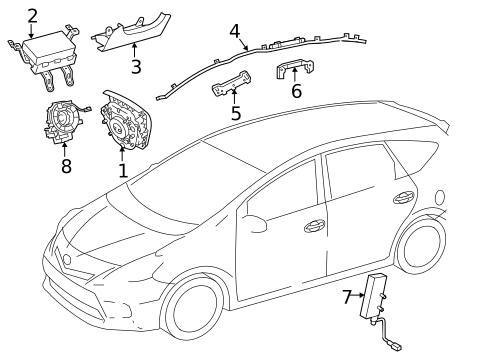 Air Bag Components for 2014 Toyota Prius V #0