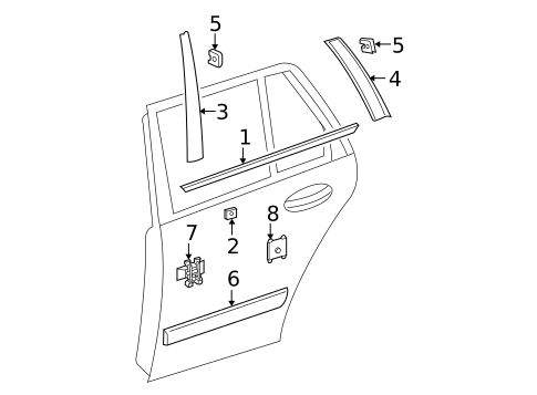 Exterior Trim - Rear Door for 2004 Mercedes-Benz E55 AMG #1
