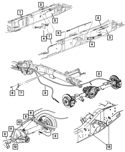Parking Brake Lever, Cables, and Rear Disc Park Brake Assembly for 2008 Dodge Ram 3500 #1