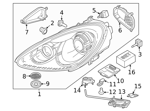 Headlamp Components for 2012 Porsche Cayenne #0