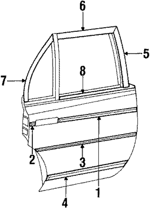 Exterior Trim - Rear Door for 1989 Dodge Diplomat #0