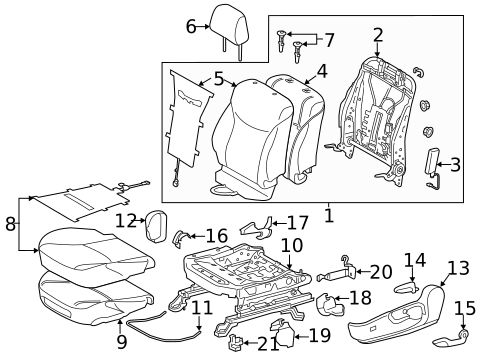 Driver Seat Components for 2015 Toyota Prius #1