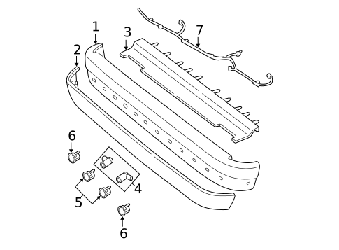 Bumper & Components - Rear for 1998 Ford E-150 Econoline Club Wagon #0