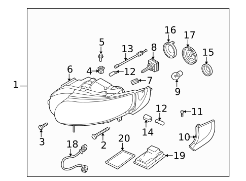 Headlamp Components for 2007 Saab 9-5 #1