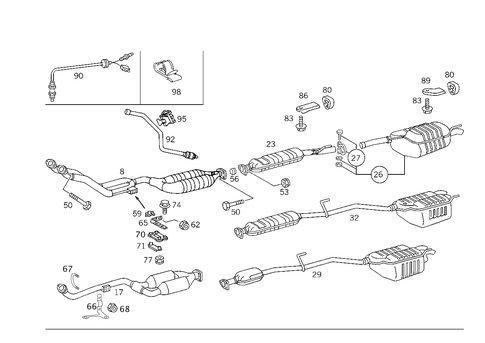 Exhaust System Used on Four-Cylinder Gasoline Vehicles for 1997 Mercedes-Benz C230 #1