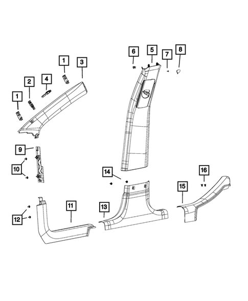 Panels-Moldings-Scuff Plates, Pillar, Cowl, 1/4 Panel Trim and Cargo Covers for 2014 Jeep Cherokee #1