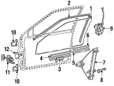 Glass - Front Door for 1992 Hyundai Excel #0