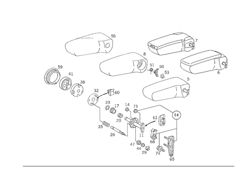 Folding Armrest for 1993 Mercedes-Benz 400E #0