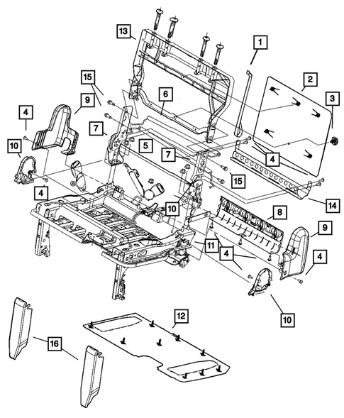 Rear Seats - Third Row - Adjusters, Recliners, Shields and Risers for 2009 Chrysler Town & Country #3