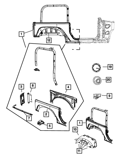 Aperture Panel and Pillar Supports for 2015 Jeep Wrangler #0