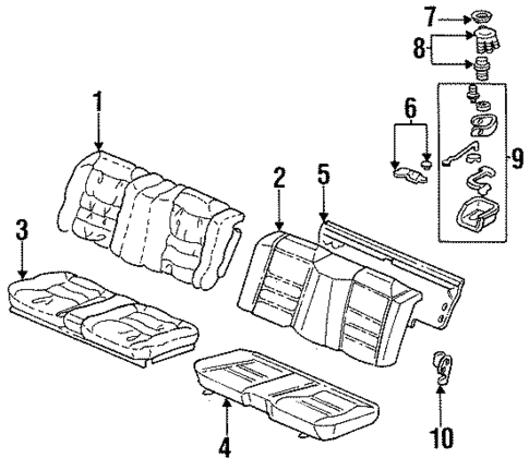 Rear Seat Components for 1994 Honda Accord #2