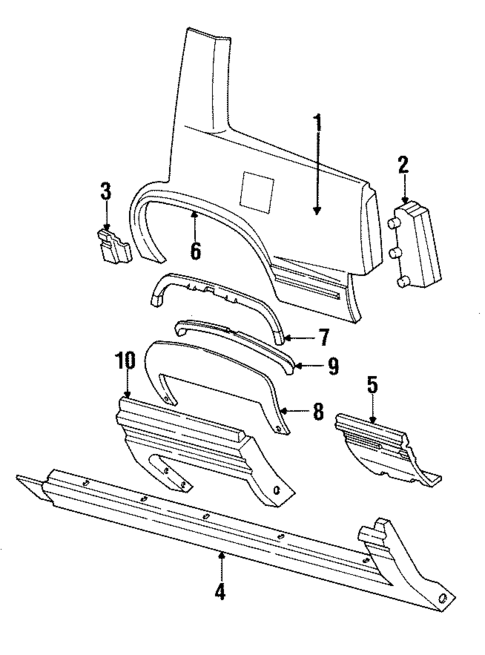 Exterior Trim - Quarter Panel for 1993 Cadillac 60 Special #0