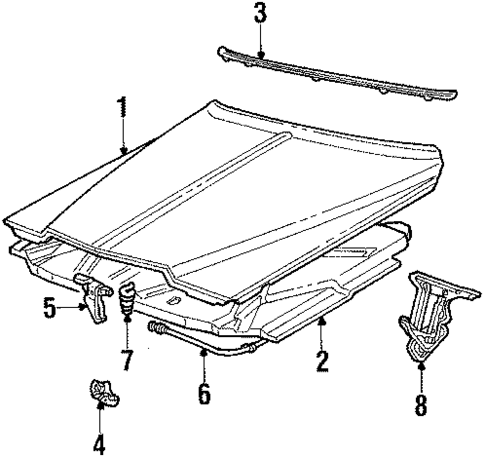Hood & Components for 1986 Cadillac DeVille #0