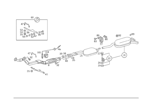 Exhaust System on Gasoline Vehicles for 1989 Mercedes-Benz 300E #3