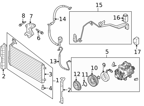Condenser, Compressor & Lines for 2009 Kia Rondo #0